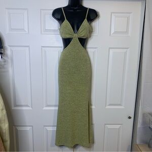 SHEIN Cut Out Green Maxi Dress